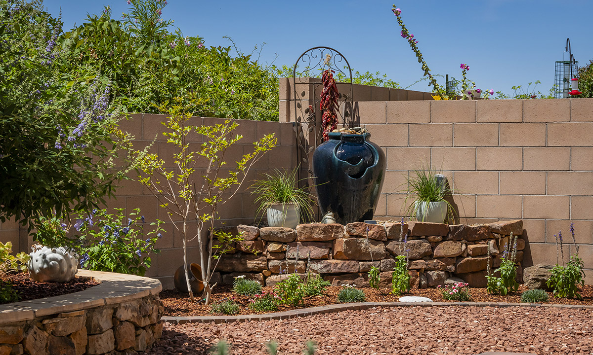 Albuquerque Water Fountain Retaining Wall Raised Bed